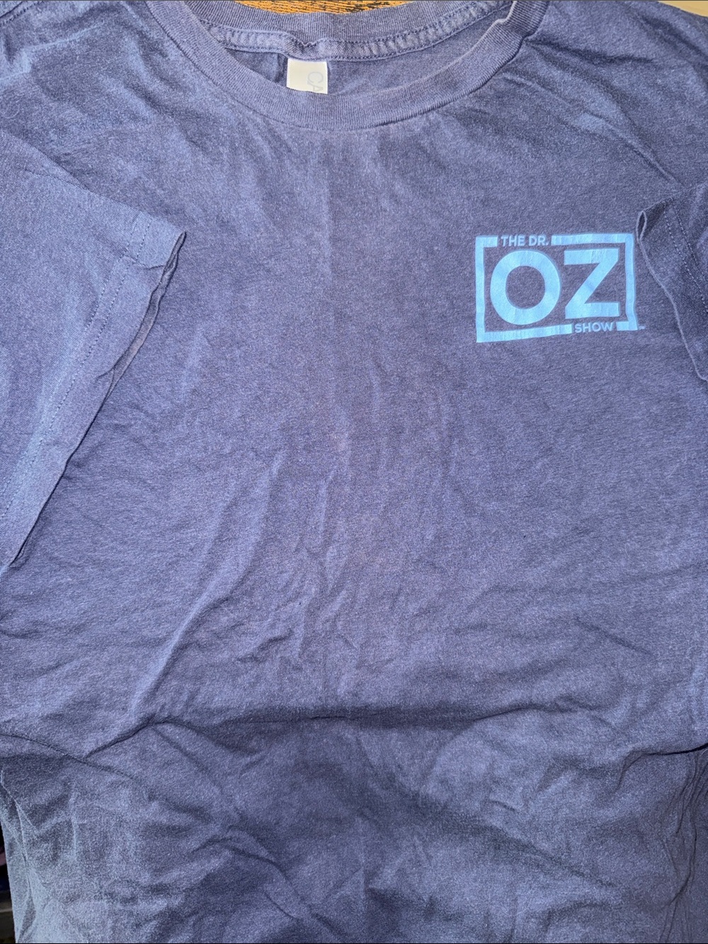 The Dr. Oz Show Logo Tee in Navy with Light Blue Print